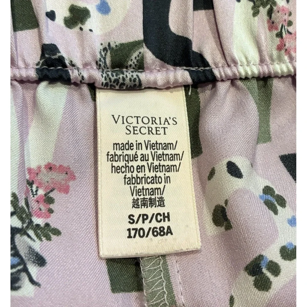 Victorias Secret Satin Pajama Set 2 Piece Love Logo Shorts Purple Lavender S